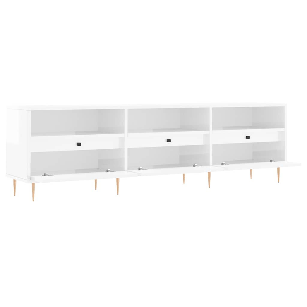 Έπιπλο Τηλεόρασης Γυαλ. Λευκό 150x30x44,5 εκ Επεξεργασμένο Ξύλο