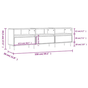 Έπιπλο Τηλεόρασης Γυαλ. Λευκό 150x30x44,5 εκ Επεξεργασμένο Ξύλο