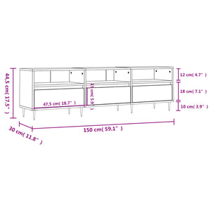 Έπιπλο Τηλεόρασης Γκρι Σκυρ. 150x30x44,5 εκ. Επεξ. Ξύλο