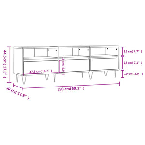 Έπιπλο Τηλεόρασης Λευκό 150x30x44,5 εκ. Επεξεργασμένο Ξύλο