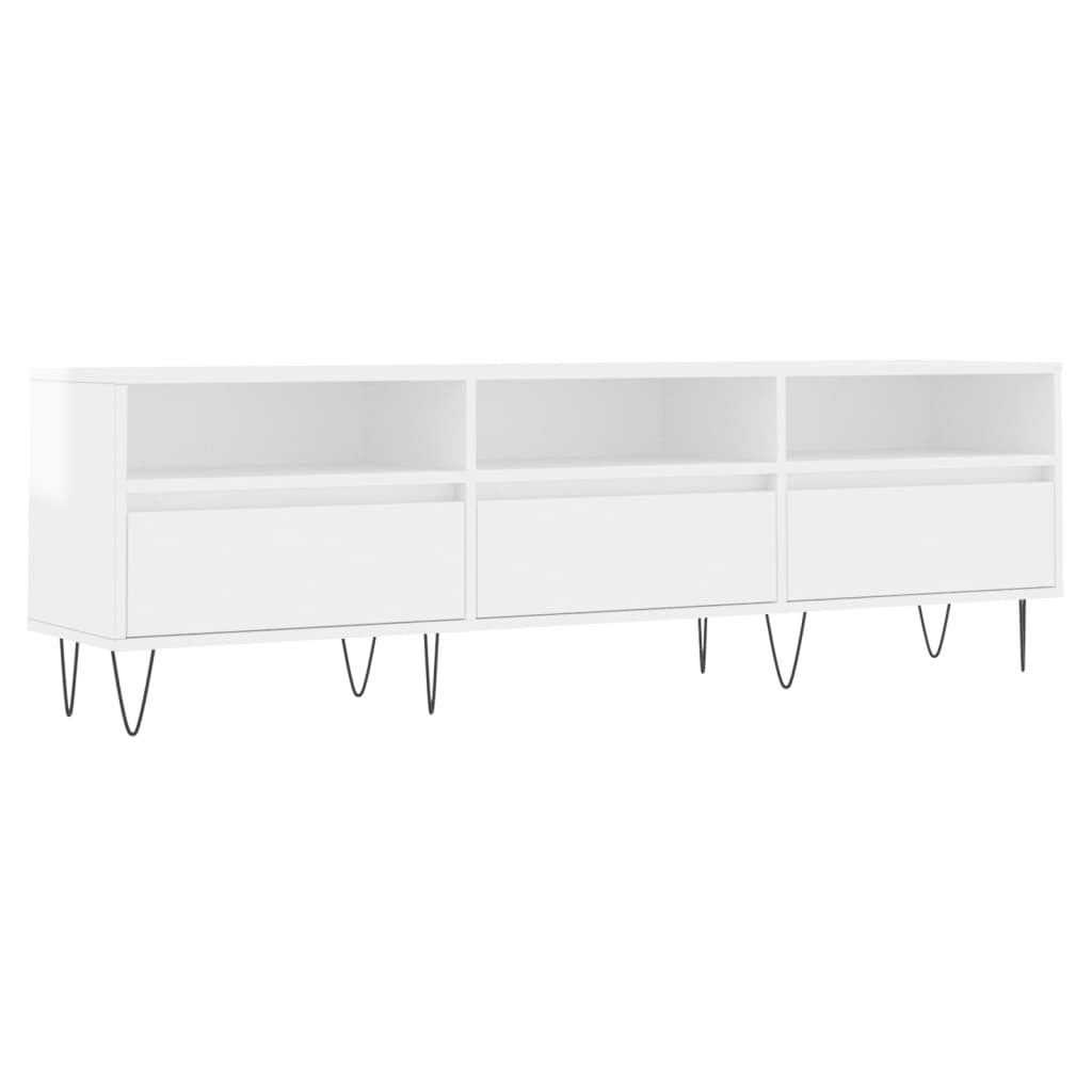 Έπιπλο Τηλεόρασης Γυαλ. Λευκό 150x30x44,5 εκ Επεξεργασμένο Ξύλο