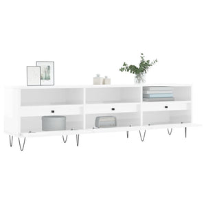Έπιπλο Τηλεόρασης Γυαλ. Λευκό 150x30x44,5 εκ Επεξεργασμένο Ξύλο