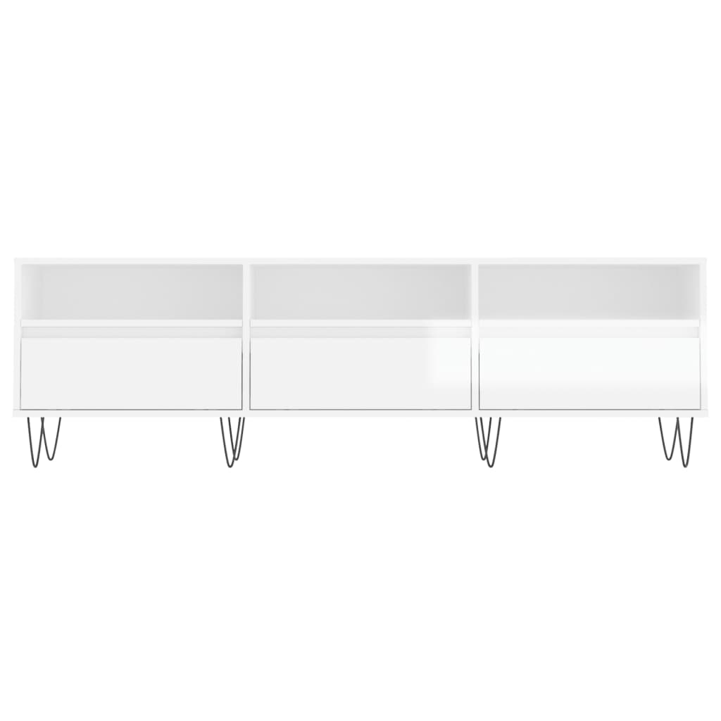 Έπιπλο Τηλεόρασης Γυαλ. Λευκό 150x30x44,5 εκ Επεξεργασμένο Ξύλο