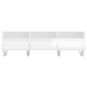 Έπιπλο Τηλεόρασης Γυαλ. Λευκό 150x30x44,5 εκ Επεξεργασμένο Ξύλο