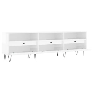 Έπιπλο Τηλεόρασης Γυαλ. Λευκό 150x30x44,5 εκ Επεξεργασμένο Ξύλο