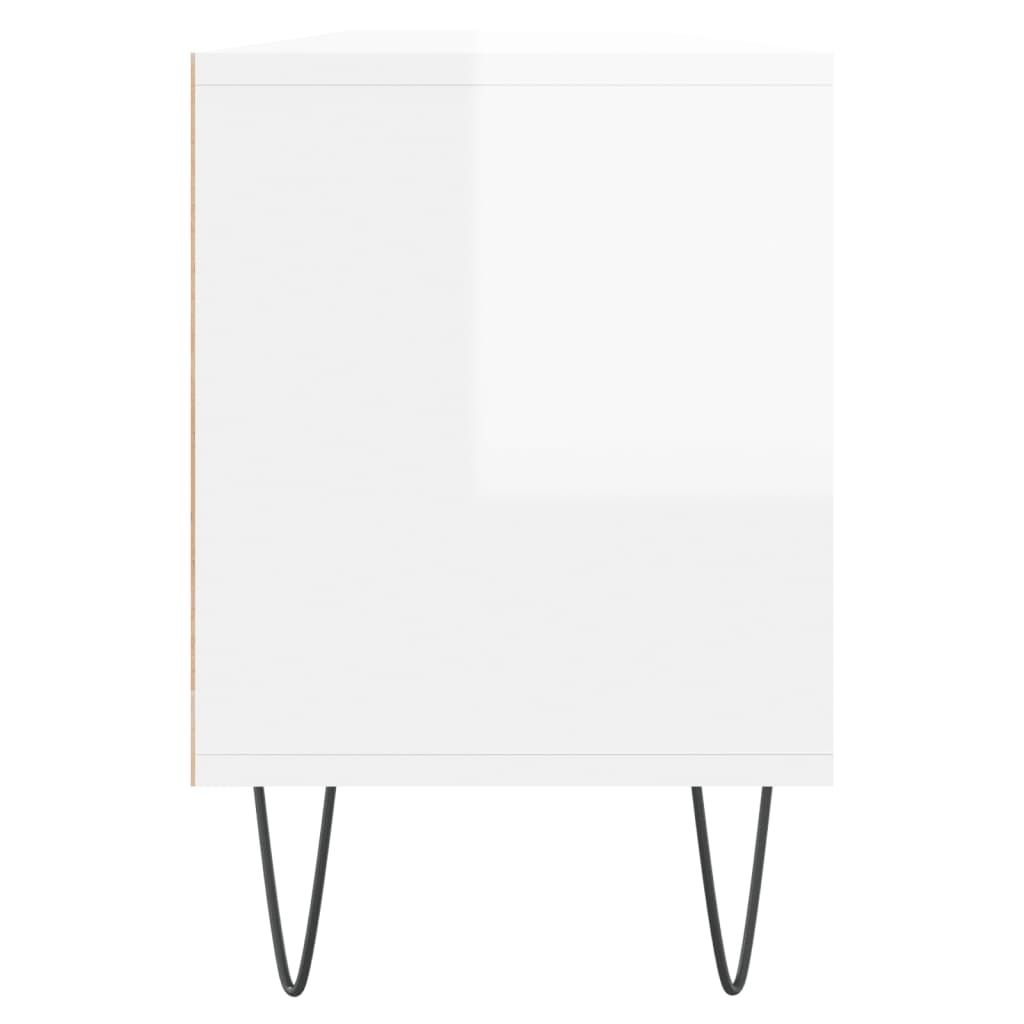 Έπιπλο Τηλεόρασης Γυαλ. Λευκό 150x30x44,5 εκ Επεξεργασμένο Ξύλο