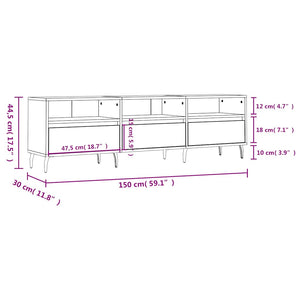 Έπιπλο Τηλεόρασης Μαύρο 150x30x44,5 εκ. Επεξεργασμένο Ξύλο