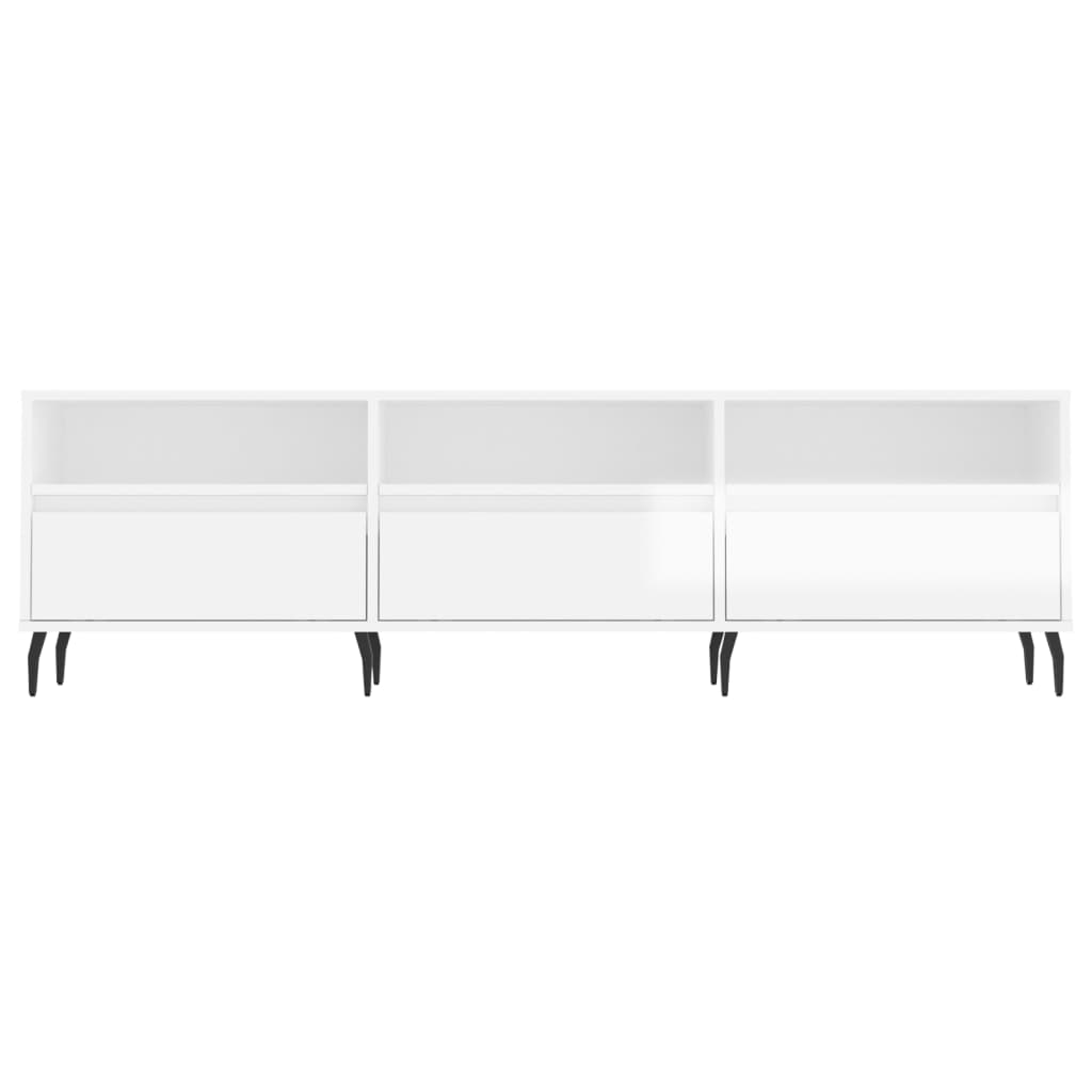 Έπιπλο Τηλεόρασης Γυαλ. Λευκό 150x30x44,5 εκ Επεξεργασμένο Ξύλο