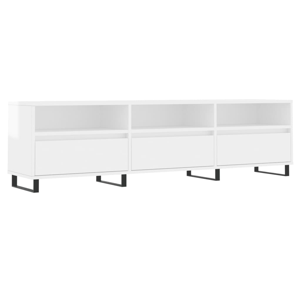 Έπιπλο Τηλεόρασης Γυαλ. Λευκό 150x30x44,5 εκ Επεξεργασμένο Ξύλο - Pakobazaar