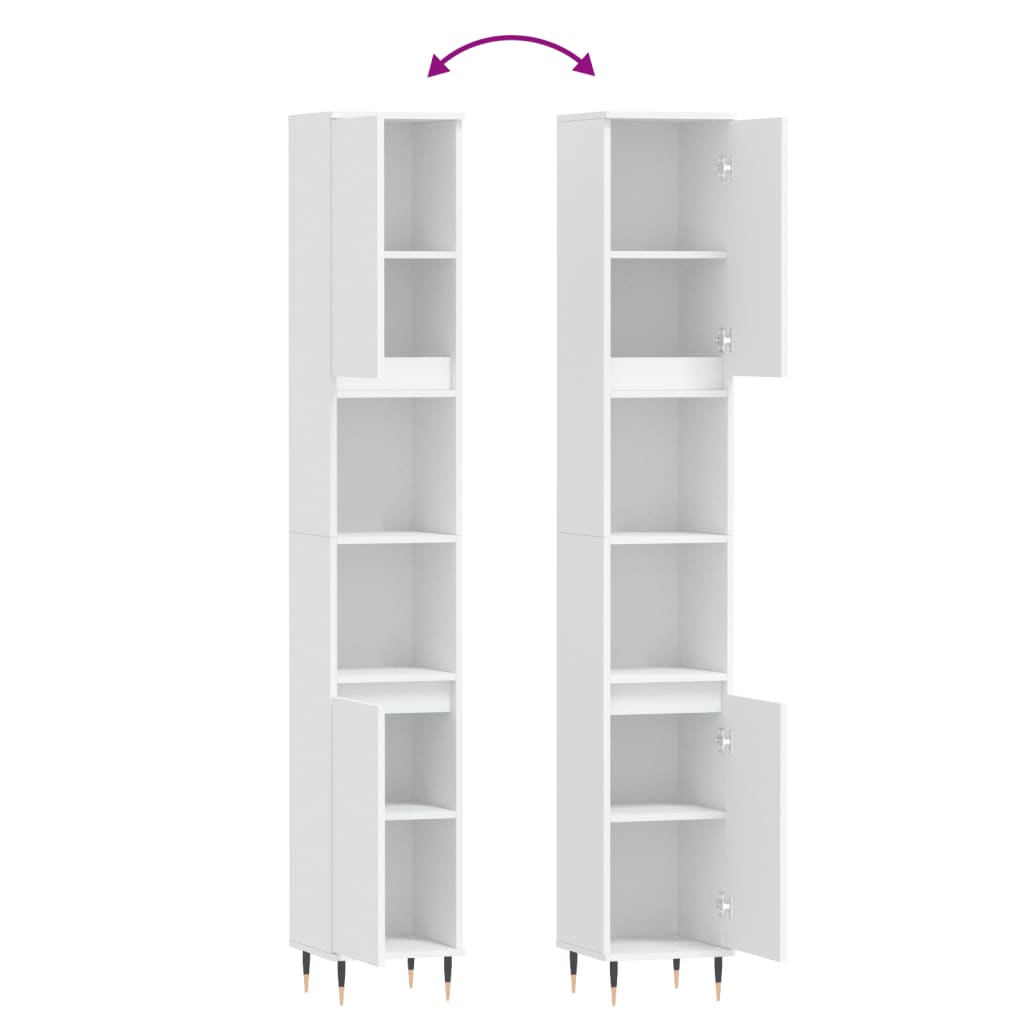 Ντουλάπι Μπάνιου Λευκό 30 x 30 x 190 εκ. από Επεξεργασμένο Ξύλο