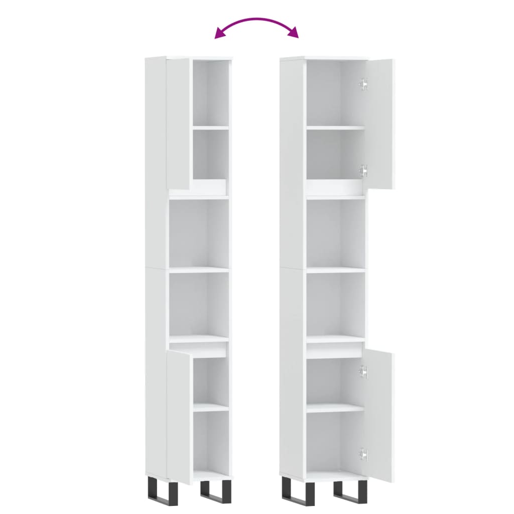 Ντουλάπι Μπάνιου Λευκό 30 x 30 x 190 εκ. από Επεξεργασμένο Ξύλο - Pakobazaar