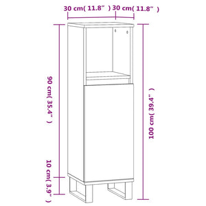 Ντουλάπι Μπάνιου Γκρι Sonoma 30x30x100 εκ. Επεξεργασμένο Ξύλο - Pakobazaar