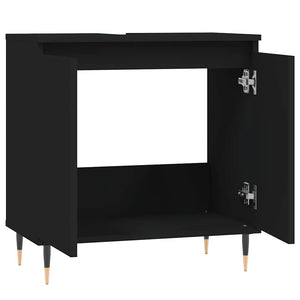 Ντουλάπι Μπάνιου Μαύρο 58 x 33 x 60 εκ. από Επεξεργασμένο Ξύλο