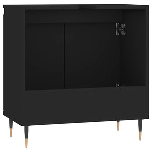 Ντουλάπι Μπάνιου Μαύρο 58 x 33 x 60 εκ. από Επεξεργασμένο Ξύλο