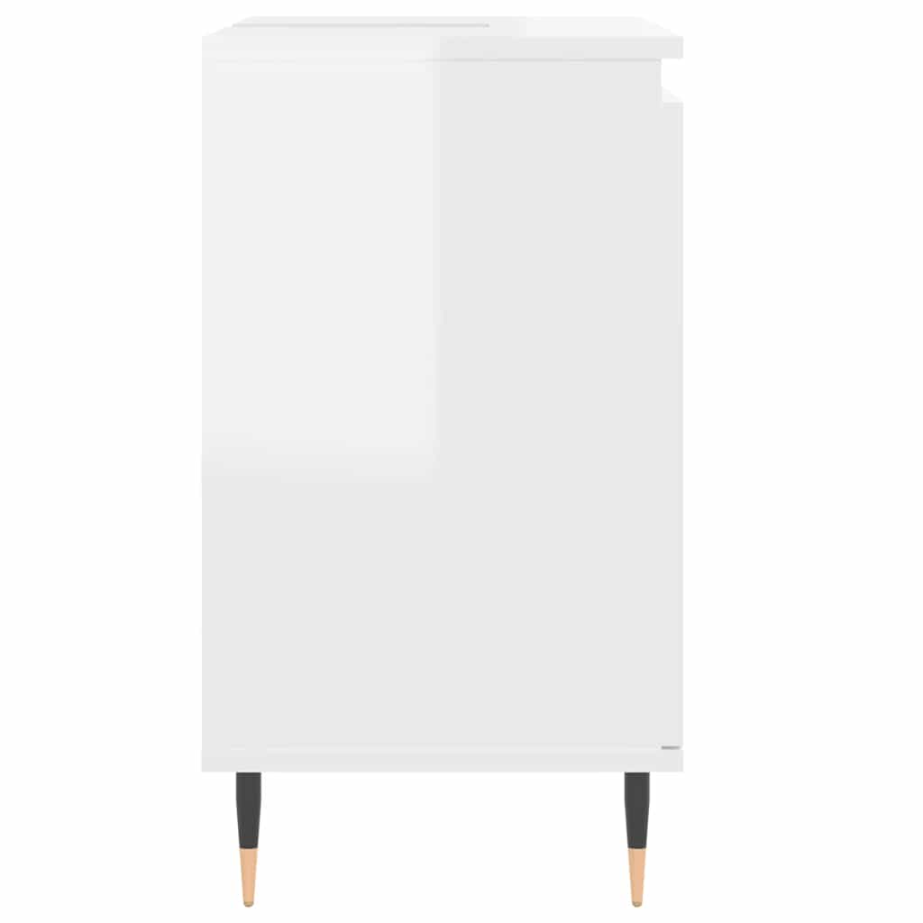 Ντουλάπι Μπάνιου Γυαλ. Λευκό 58 x 33 x 60 εκ. από Επεξεργ. Ξύλο - Pakobazaar