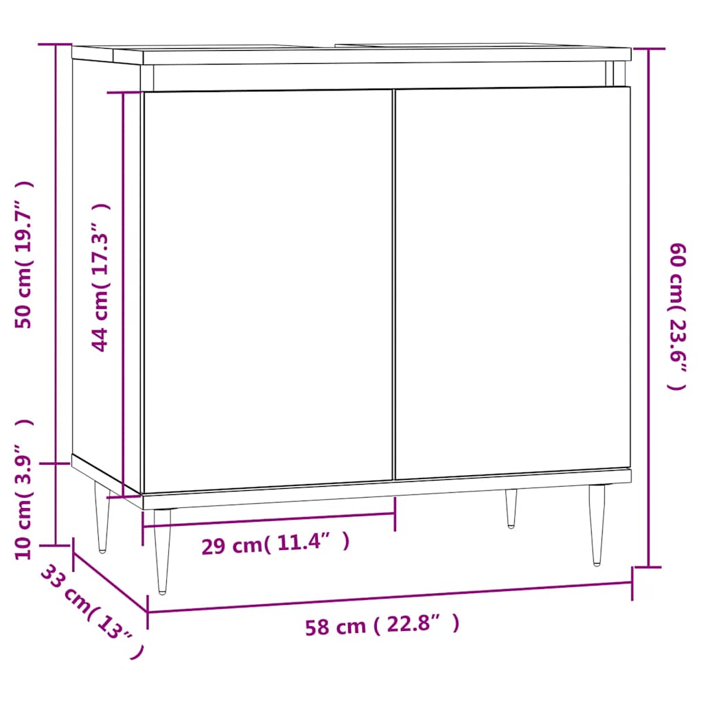 Ντουλάπι Μπάνιου Καπνιστή Δρυς 58 x 33 x 60 εκ. Επεξεργ. Ξύλο