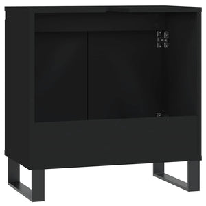 Ντουλάπι Μπάνιου Μαύρο 58 x 33 x 60 εκ. από Επεξεργασμένο Ξύλο