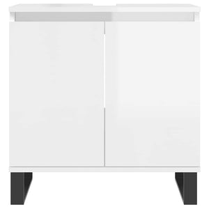 Ντουλάπι Μπάνιου Γυαλ. Λευκό 58 x 33 x 60 εκ. από Επεξεργ. Ξύλο
