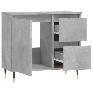 Ντουλάπι Μπάνιου Γκρι Σκυροδέματος 65x33x60 εκ. Επεξ. Ξύλο
