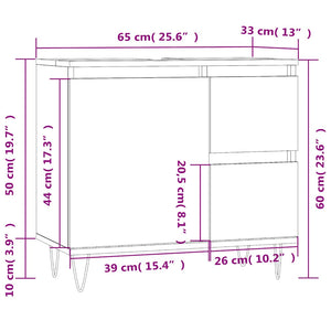 Ντουλάπι Μπάνιου Μαύρο 65x33x60 εκ. Επεξεργασμένο Ξύλο
