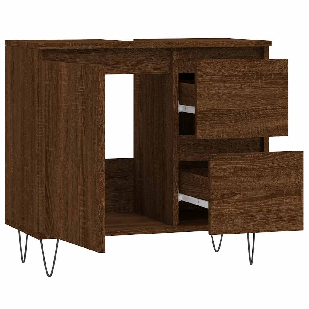 Ντουλάπι Μπάνιου Καφέ Δρυς 65x33x60 εκ. Επεξεργασμένο Ξύλο