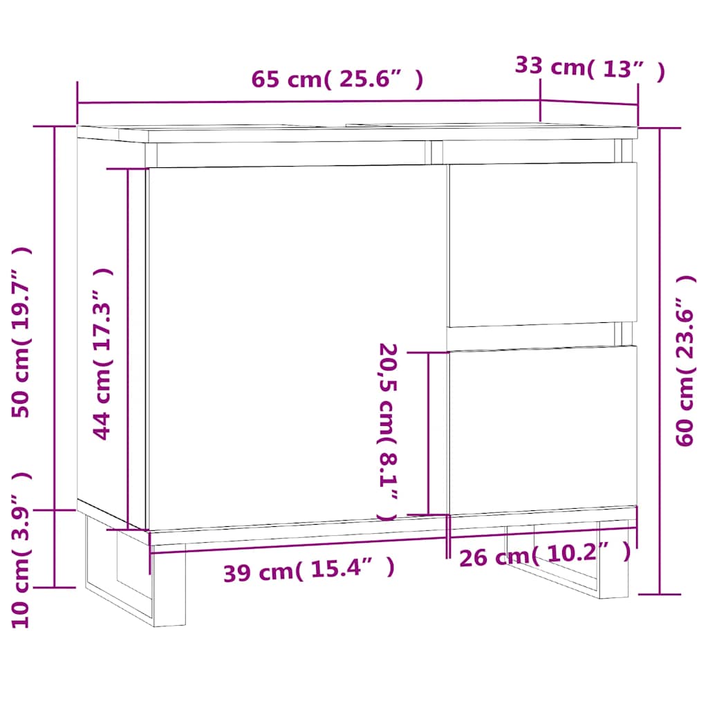 Ντουλάπι Μπάνιου Γυαλιστερό Λευκό 65x33x60 εκ. Επεξεργ. Ξύλο
