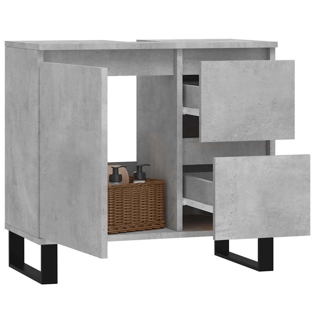 Ντουλάπι Μπάνιου Γκρι Σκυροδέματος 65x33x60 εκ. Επεξ. Ξύλο - Pakobazaar