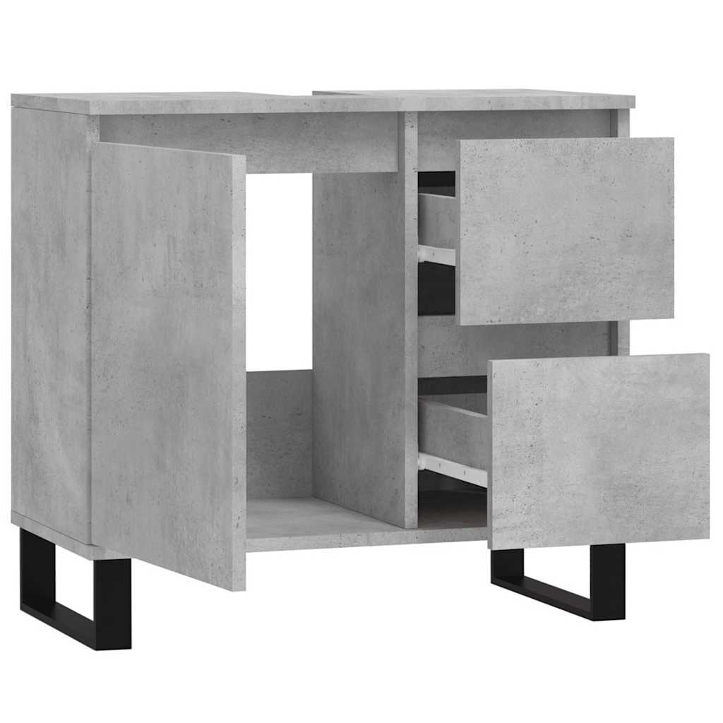 Ντουλάπι Μπάνιου Γκρι Σκυροδέματος 65x33x60 εκ. Επεξ. Ξύλο - Pakobazaar