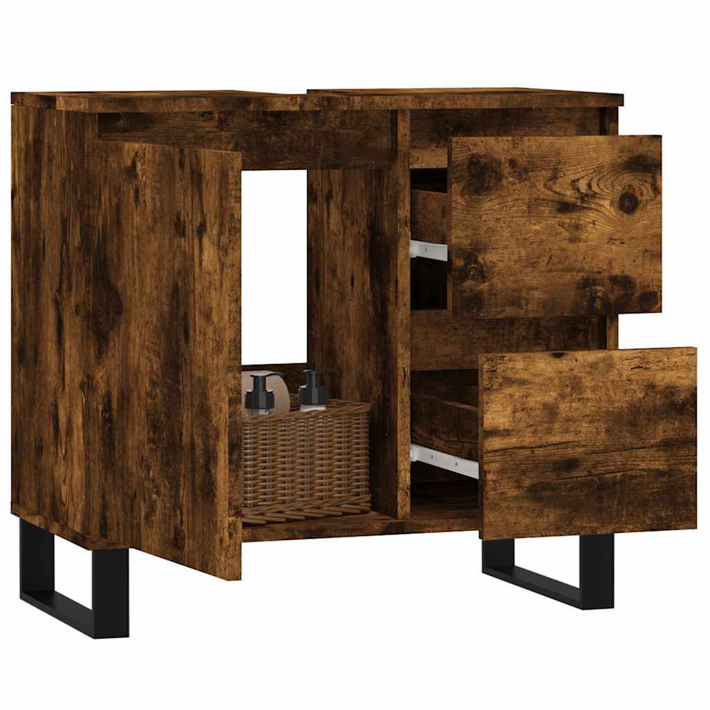 Ντουλάπι Μπάνιου Καπνιστή Δρυς 65x33x60 εκ. Επεξεργασμένο Ξύλο