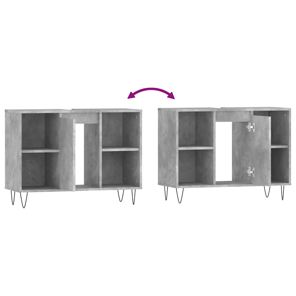 Ντουλάπι Μπάνιου Γκρι Σκυροδέματος 80x33x60 εκ. Επεξ. Ξύλο - Pakobazaar