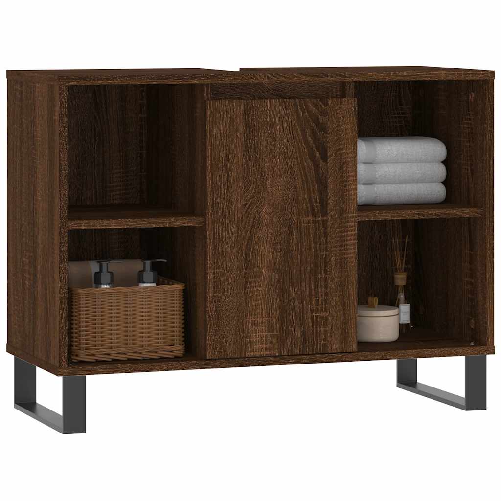 Ντουλάπι Μπάνιου Καφέ Δρυς 80 x 33 x 60 εκ. Επεξεργασμένο Ξύλο