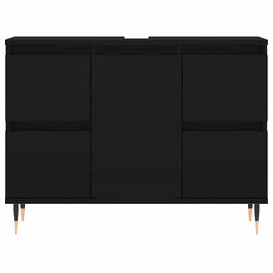 Ντουλάπι Μπάνιου Μαύρο 80 x 33 x 60 εκ. από Επεξεργασμένο Ξύλο - Pakobazaar
