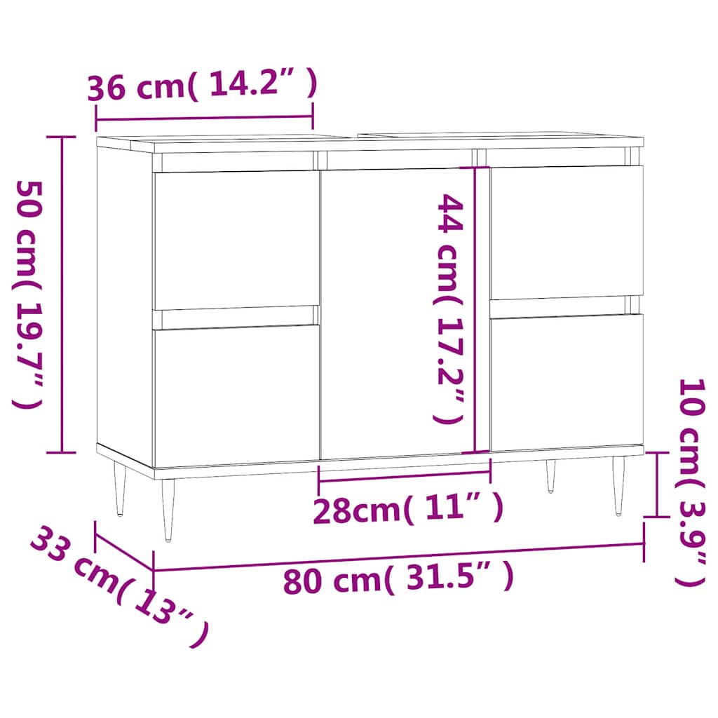 Ντουλάπι Μπάνιου Sonoma Δρυς 80 x 33 x 60 εκ. από Επεξεργ. Ξύλο