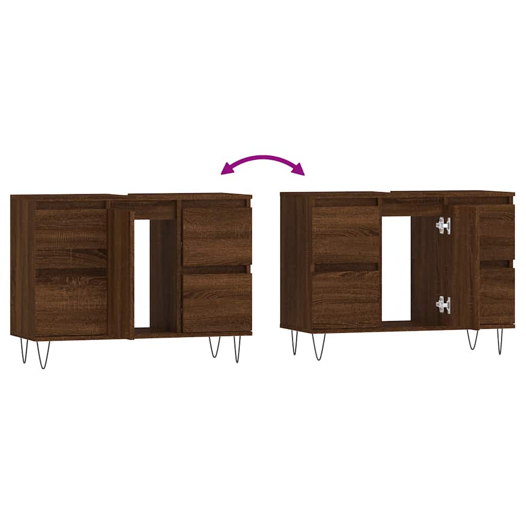 Ντουλάπι Μπάνιου Καφέ Δρυς 80 x 33 x 60 εκ. Επεξεργασμένο Ξύλο