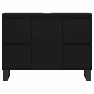 Ντουλάπι Μπάνιου Μαύρο 80 x 33 x 60 εκ. από Επεξεργασμένο Ξύλο
