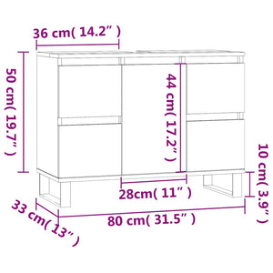 Ντουλάπι Μπάνιου Καπνιστή Δρυς 80 x 33 x 60 εκ. Επεξεργ. Ξύλο - Pakobazaar