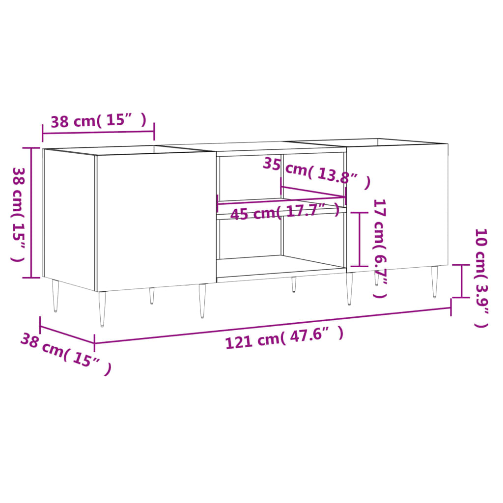 Δισκοθήκη Sonoma Δρυς 121 x 38 x 48 εκ. από Επεξεργασμένο Ξύλο