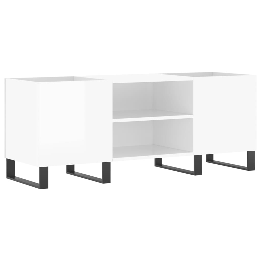 Δισκοθήκη Γυαλιστερή Λευκή 121x38x48 εκ. από Επεξεργασμένο Ξύλο - Pakobazaar