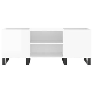 Δισκοθήκη Γυαλιστερή Λευκή 121x38x48 εκ. από Επεξεργασμένο Ξύλο - Pakobazaar