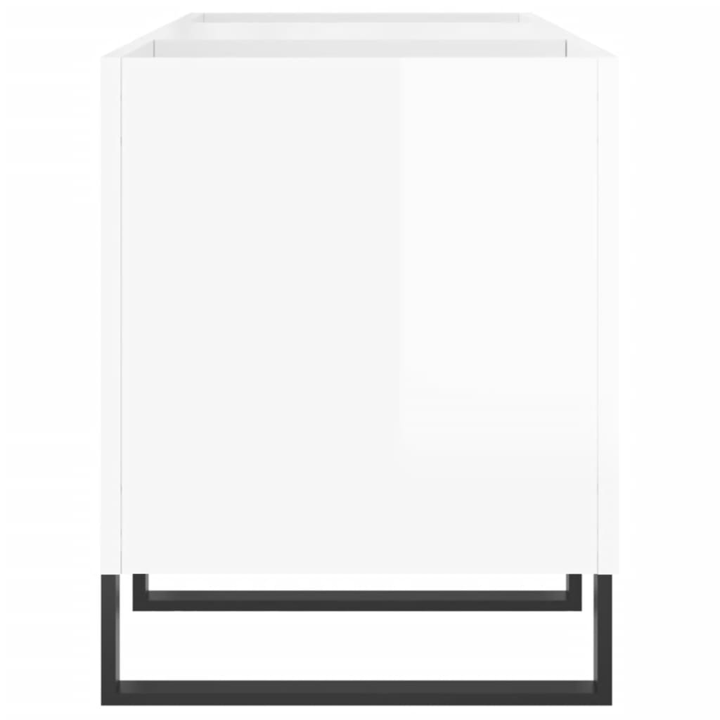 Δισκοθήκη Γυαλιστερή Λευκή 121x38x48 εκ. από Επεξεργασμένο Ξύλο - Pakobazaar