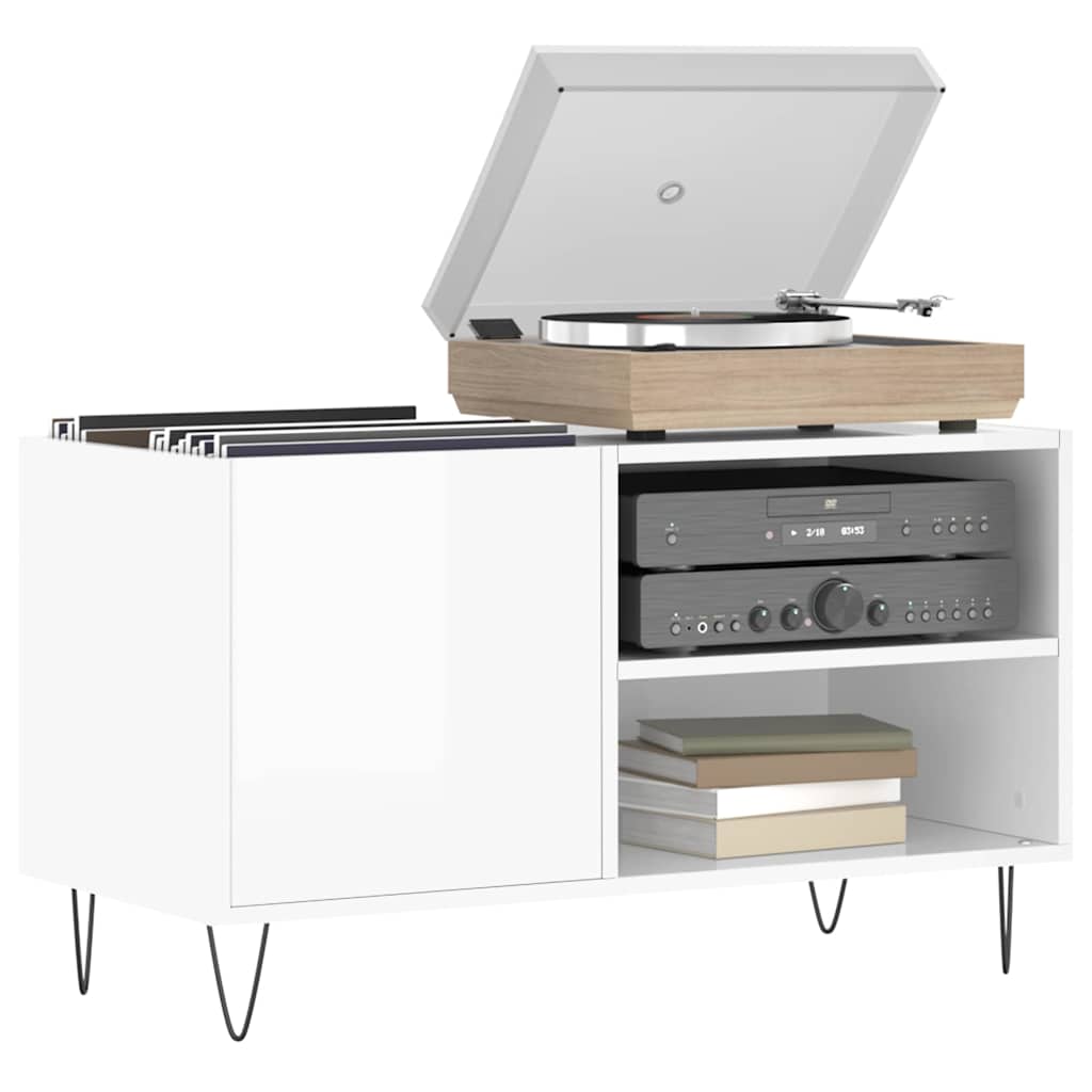 Δισκοθήκη Γυαλ. Λευκή 85 x 38 x 48 εκ. από Επεξεργασμένο Ξύλο - Pakobazaar