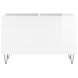 Δισκοθήκη Γυαλιστερή Λευκή 74,5x38x48 εκ. Επεξεργασμένο Ξύλο