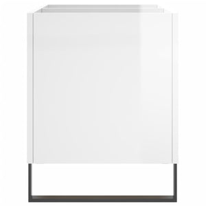 Δισκοθήκη Γυαλιστερή Λευκή 74,5x38x48 εκ. Επεξεργασμένο Ξύλο