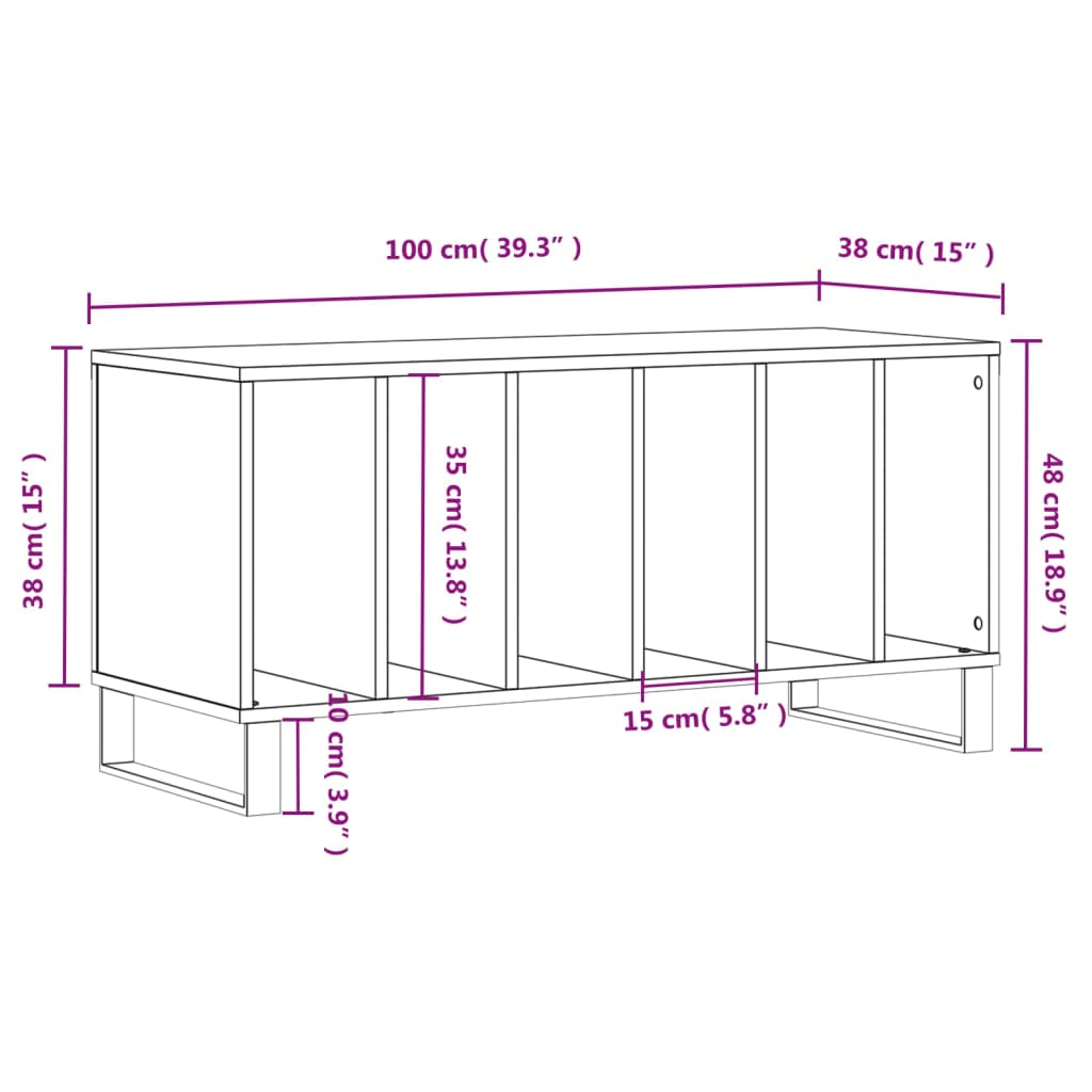 Έπιπλο Δίσκων Γκρι Σκυροδέματος 100x38x48 εκ Επεξεργασμένο Ξύλο