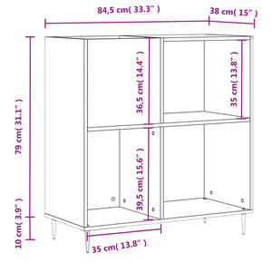 Δισκοθήκη Γυαλιστερή Λευκή 84,5 x 38x 89 εκ. από Επεξεργ. Ξύλο