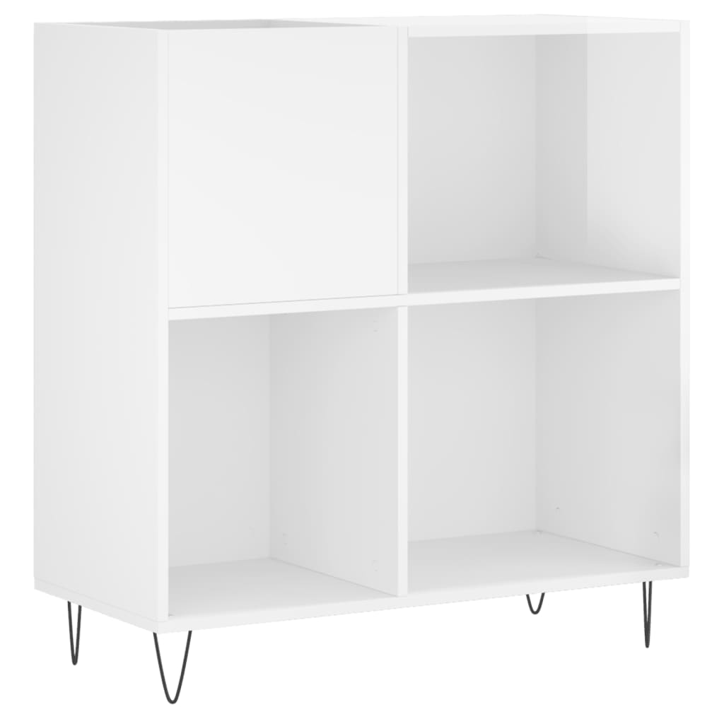 Δισκοθήκη Γυαλιστερή Λευκή 84,5 x 38x 89 εκ. από Επεξεργ. Ξύλο - Pakobazaar