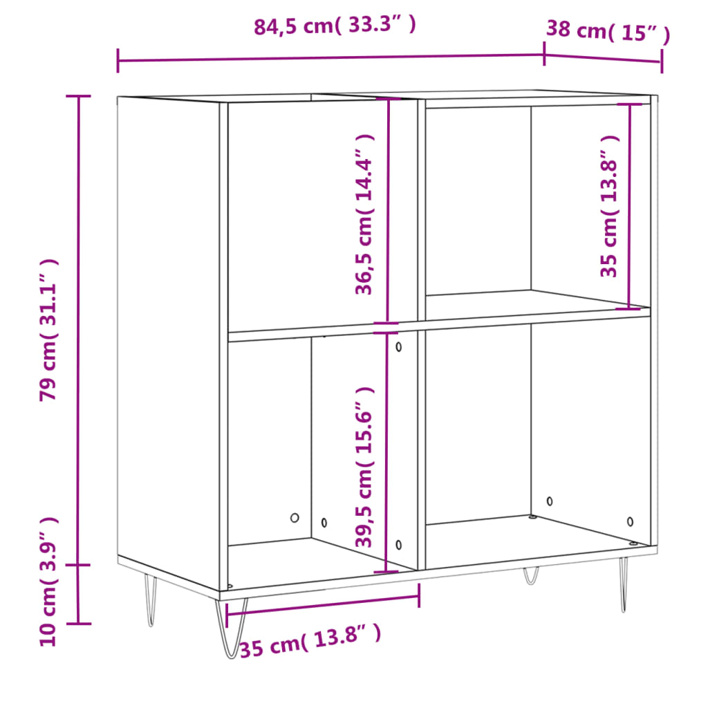 Δισκοθήκη Γυαλιστερή Λευκή 84,5 x 38x 89 εκ. από Επεξεργ. Ξύλο - Pakobazaar