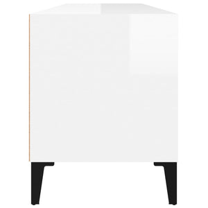 Έπιπλο Τηλεόρασης Γυαλ. Λευκό 100x34,5x44,5 εκ. Επεξεργ. Ξύλο