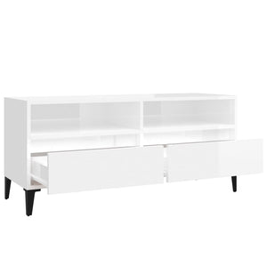 Έπιπλο Τηλεόρασης Γυαλ. Λευκό 100x34,5x44,5 εκ. Επεξεργ. Ξύλο