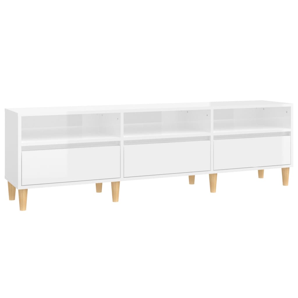 Έπιπλο Τηλεόρασης Γυαλ. Λευκό 150x30x44,5 εκ Επεξεργασμένο Ξύλο